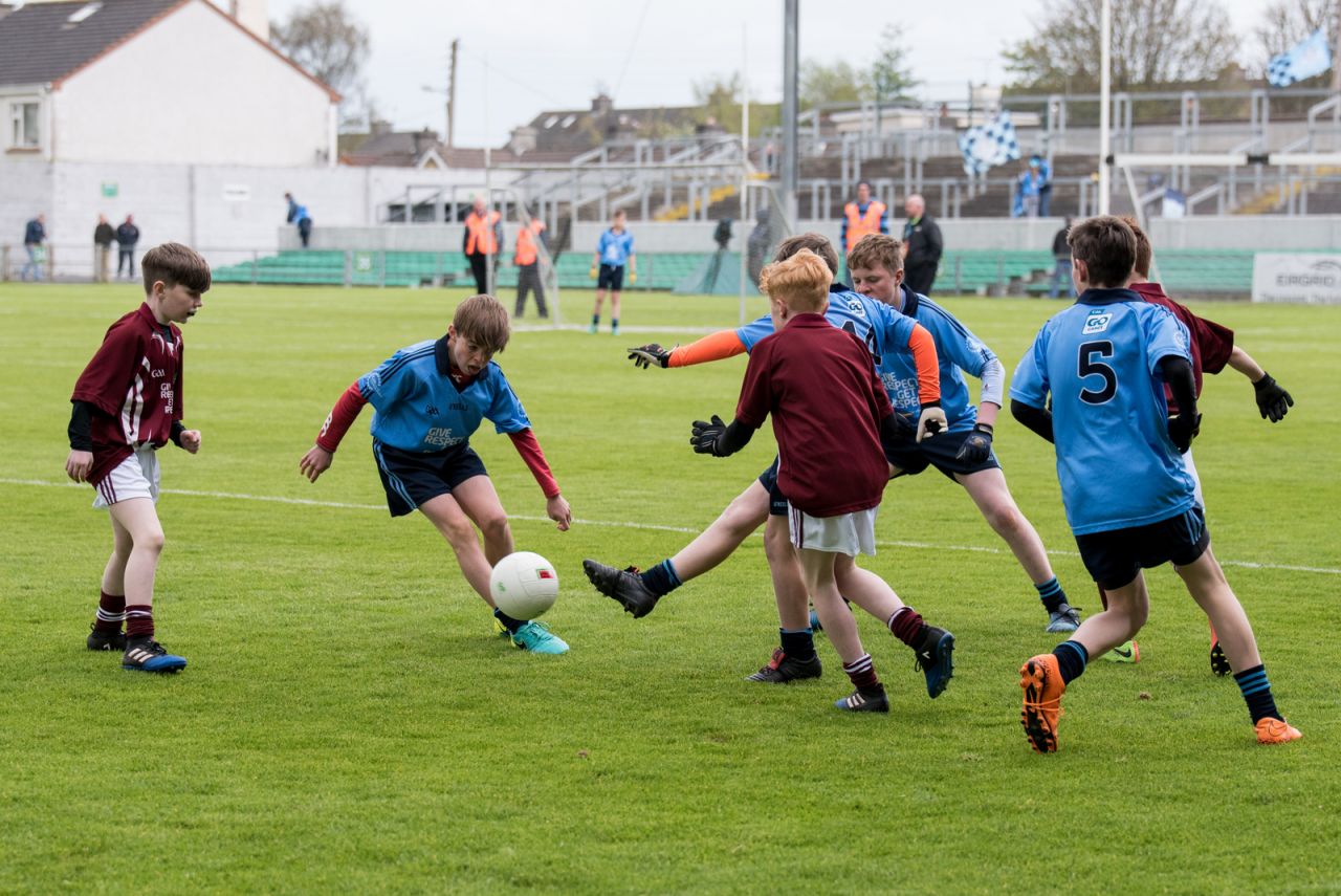 U12 Footballers Play at Half time in All Ireland U21 Football Final