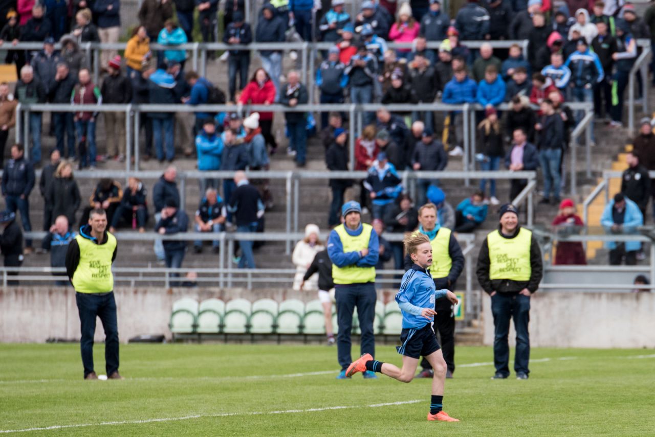 U12 Footballers Play at Half time in All Ireland U21 Football Final