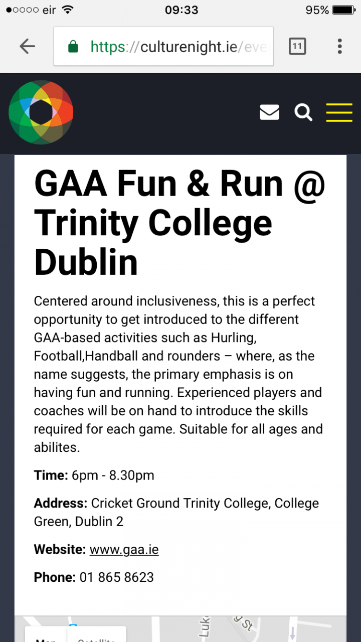 GAA - Fun and Run Introduction Friday September 22nd in Trinity College  6pm - 7:30pm