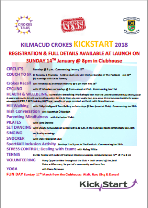 KickStart Crokes 2018  Coming Soon to a Club Near You