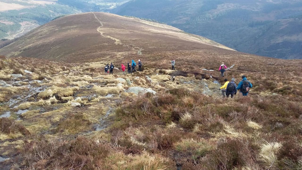 Kickstart Hillwalkers enjoy a bright day in Glendalough