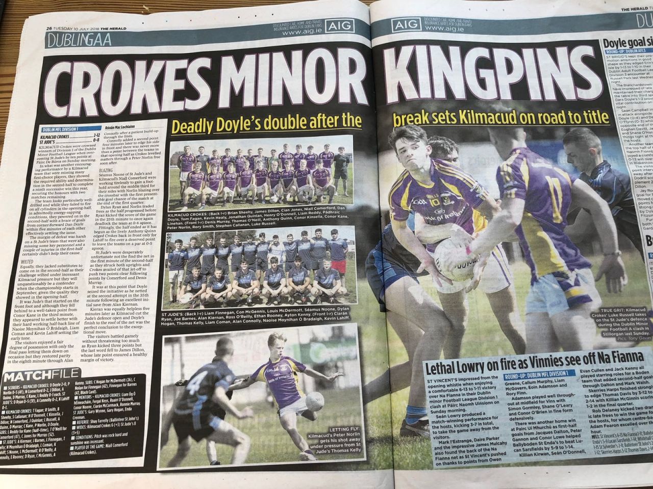 Kilmacud Crokes Minor League Division 1 Winners 2018