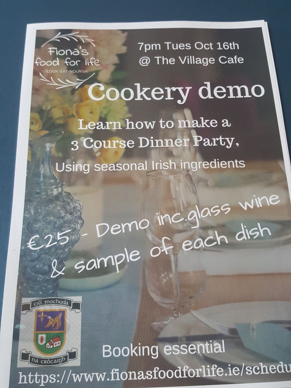 Cookery Demo at the Village Cafe Tuesday Oct 16th at 7pm