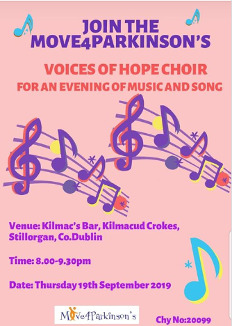 Move 4 Parkinsons  - Voices of Hope Choir  September 19th Kilmacs Bar 8pm