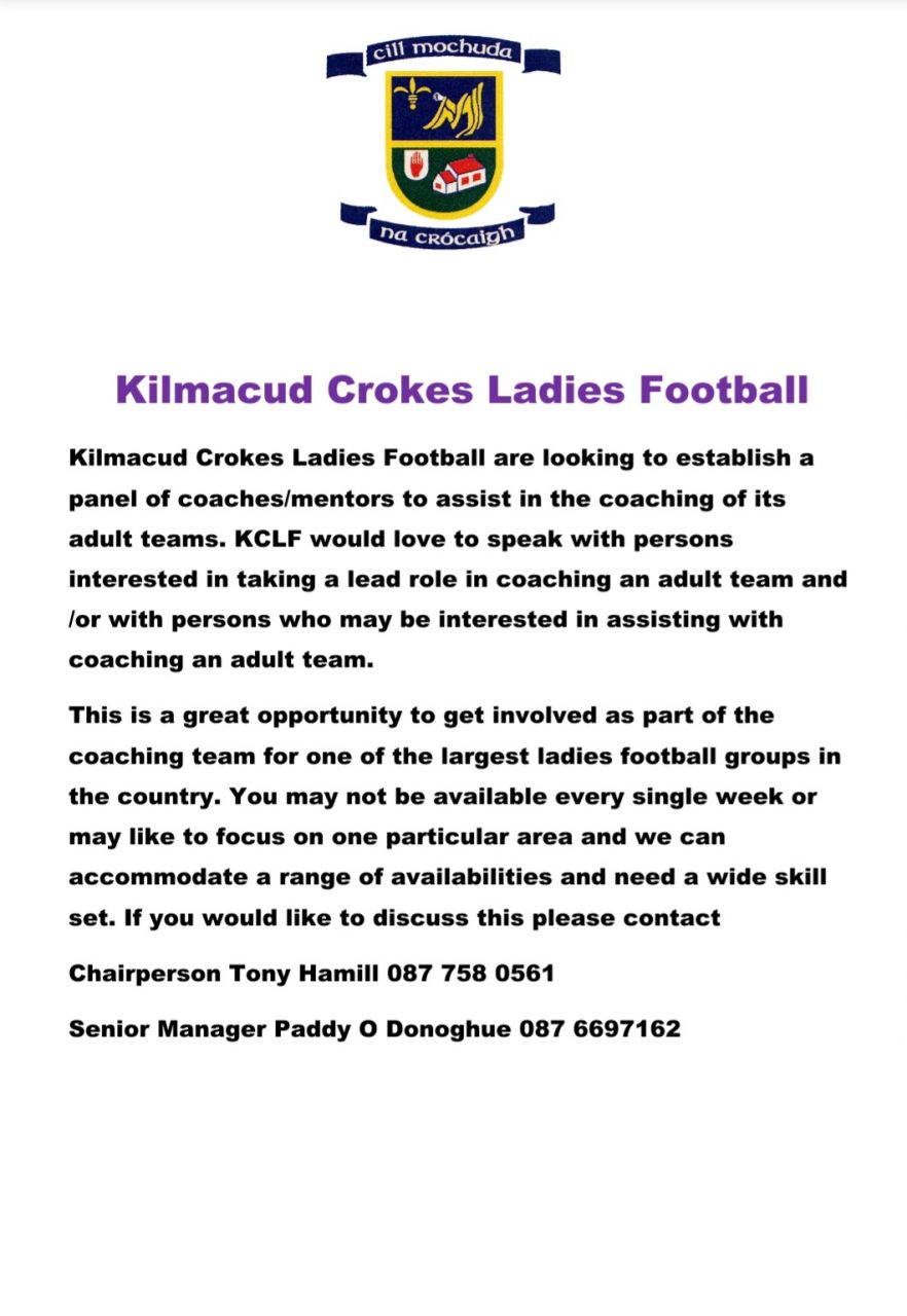 Coaches ? Mentors -  Ladies Senior Teams