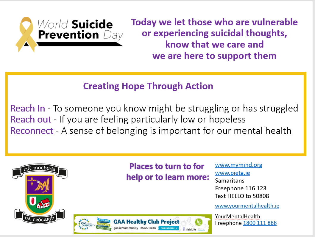 Friday 10th Sept  World Suicide Prevention Day