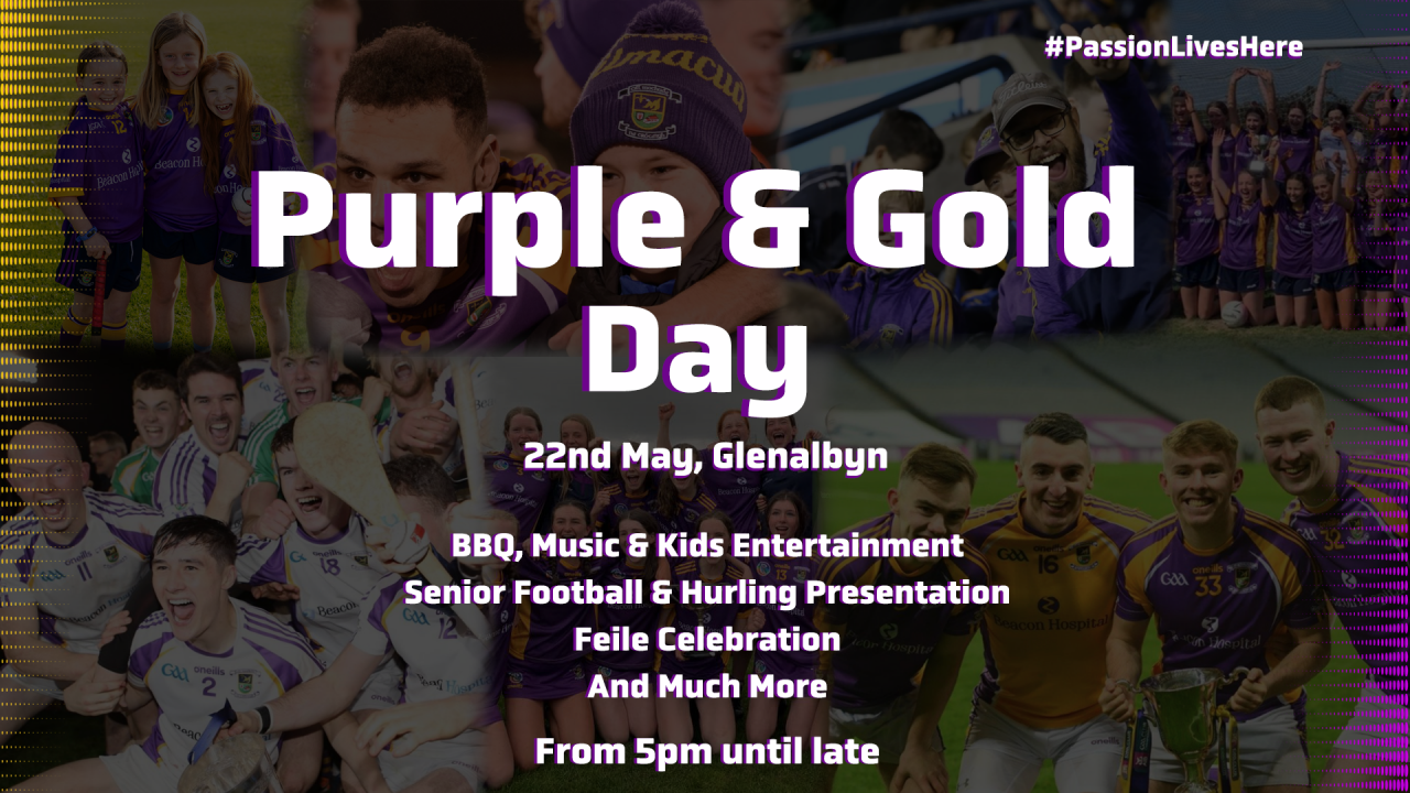 Sunday May 22nd 5pm till late - Purple & Gold Evening