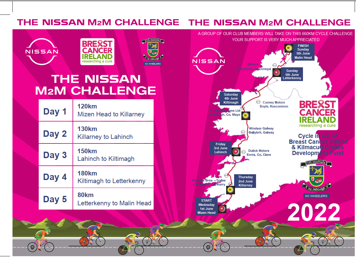 Kilmacud Crokes Nissan / BCI M2M 2022 Launch Thursday May 12th in Club at 8pm