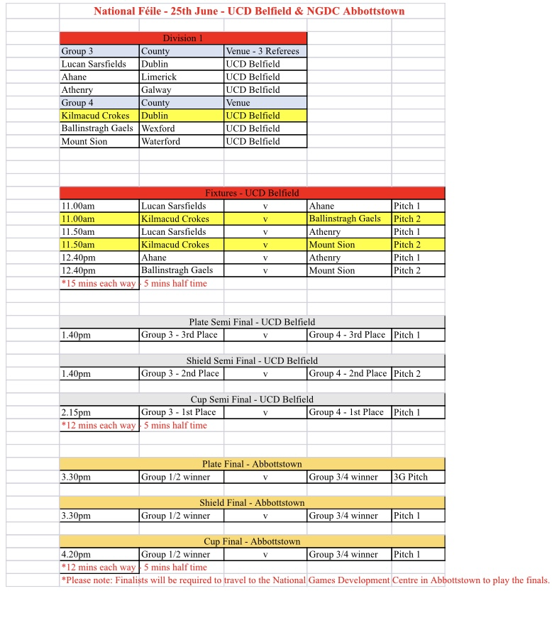  Best of luck to the U15 Hurling Feile team in their Division 1 National Feile this Saturday June 25th in UCD.