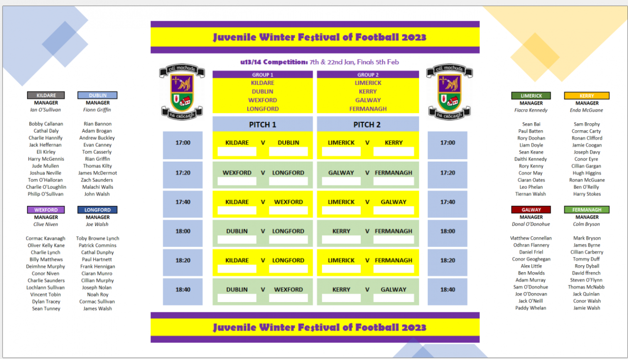 Winter Festival Of Juvenile Football  Saturday January 7th   - Updated with Schedule