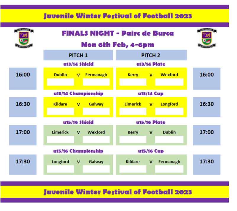 Winter Festival of Football – The Finals!!!  Monday February 6th   4pm to 6pm