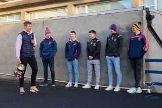 Kilmacud Crokes County Champions Footballers and Hurlers Visit Scoil San Treasa