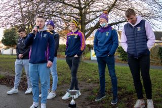 Kilmacud Crokes County Champions Footballers and Hurlers Visit Scoil San Treasa