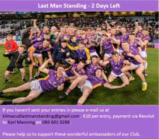 Kilmacud Crokes Senior Football   Last Man Standing - 2 Days Left - We need Your Support