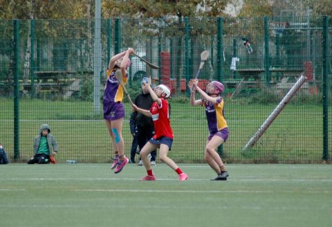 Camogie Girl  blocked down ball 