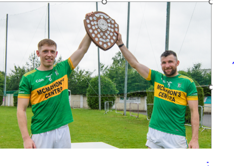 Joint captains Declan Hughes & Aaron Kenny lift the Shield!