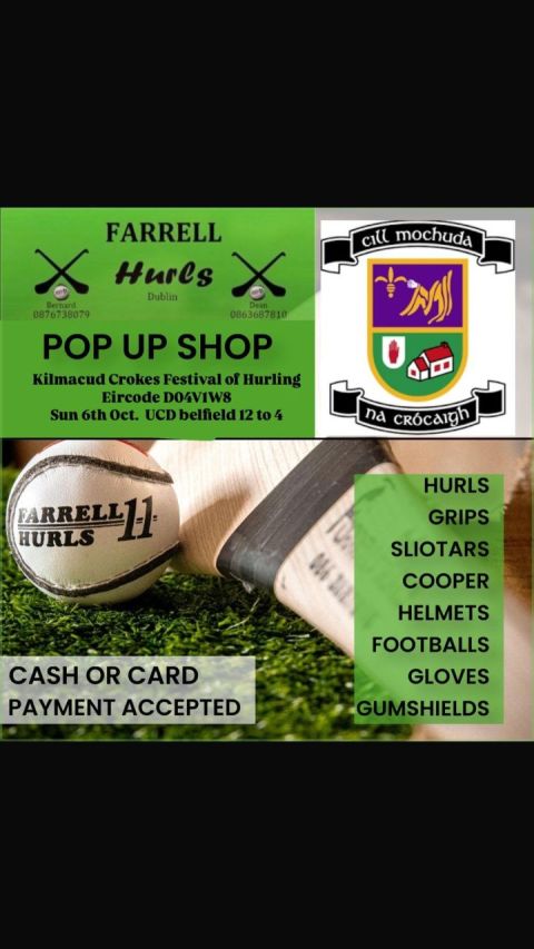 Under 11 Festival of Hurling UCD Sunday 6th 11.30