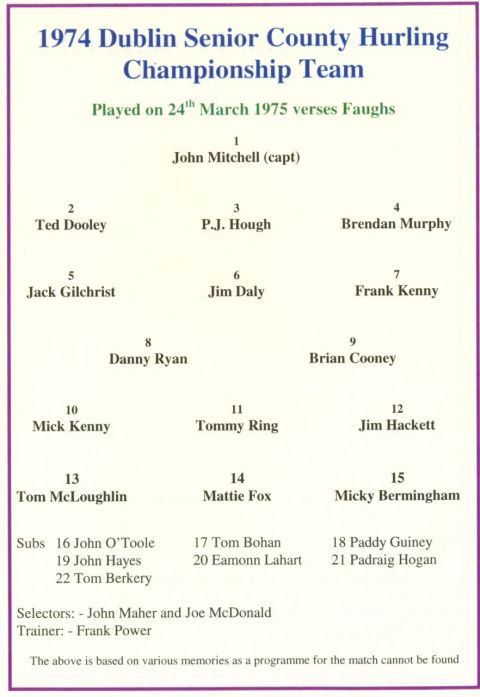 1974 Teamsheet