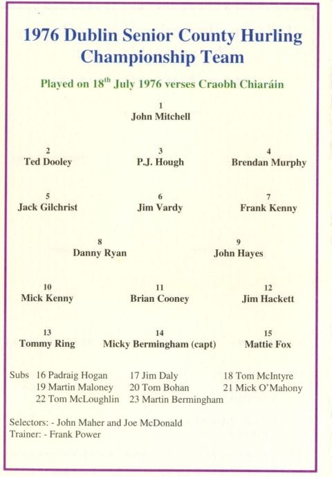 1976 Teamsheet