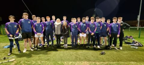 Players with Karen Beggins  after final training